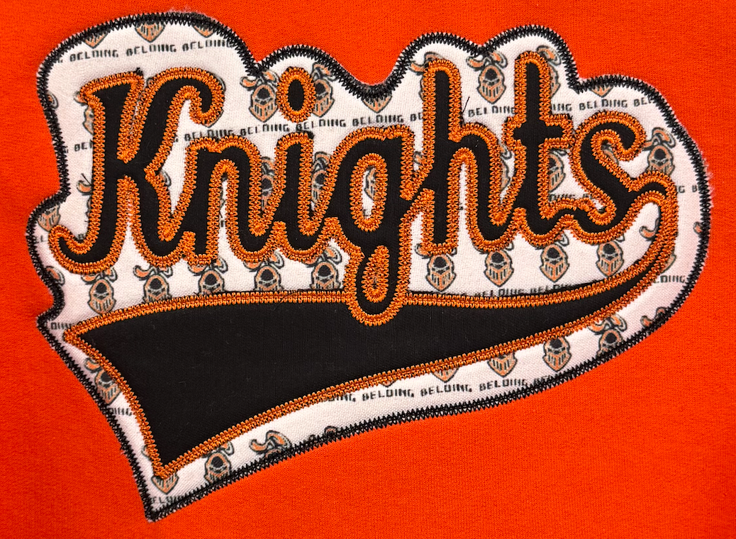 Belding Knights Double Stack Swoosh Appliqued Sweatshirt-Embroidered