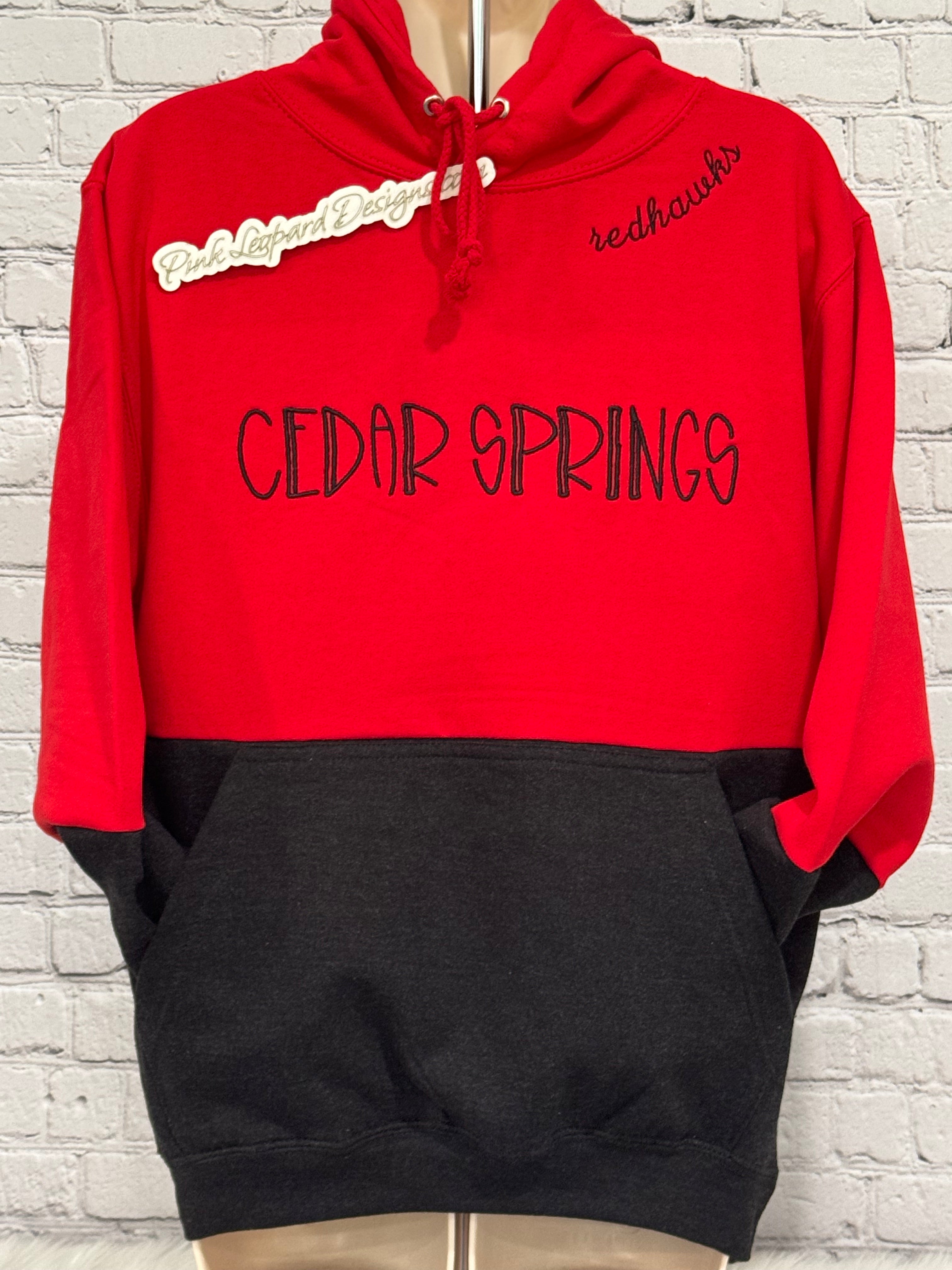 Cedar Springs Red Hawks Neck Sweatshirt-Embroidered