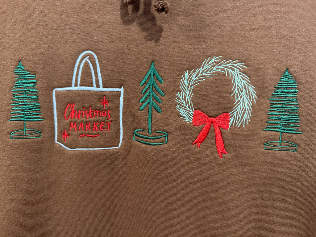 Christmas Market Hooded Sweatshirt-Embroidered