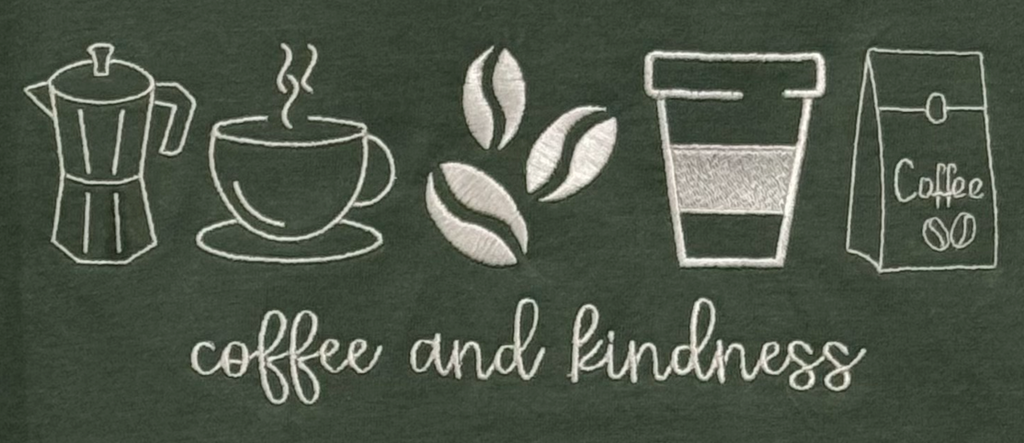Coffee and Kindness Tshirt-Embroidered