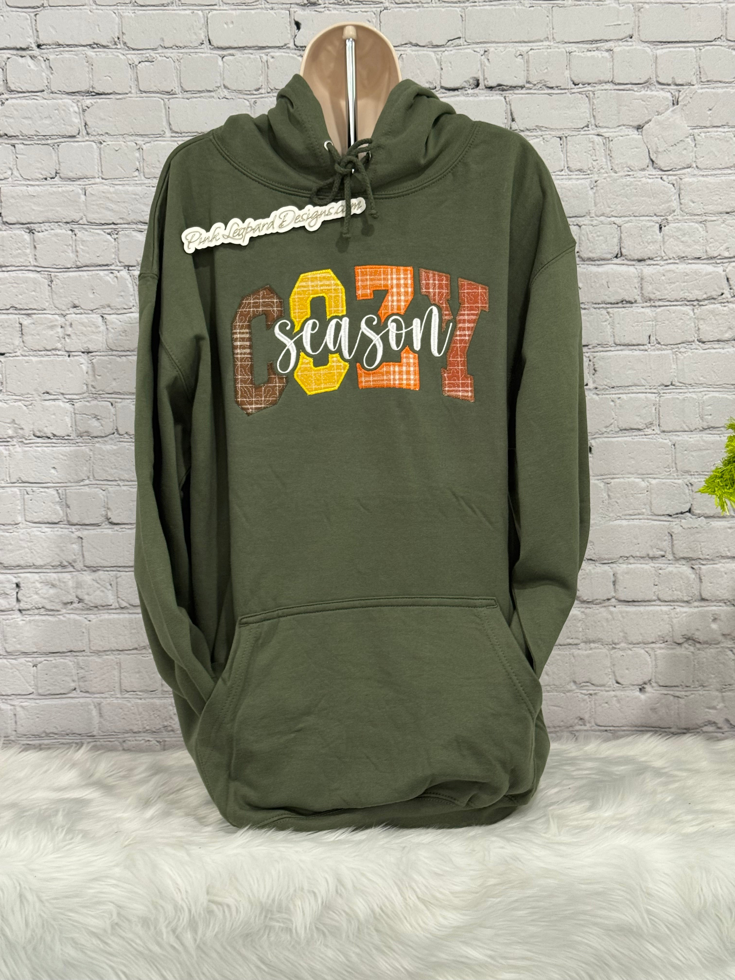 Sage Cozy Season Appliqued Sweatshirt-Embroidered