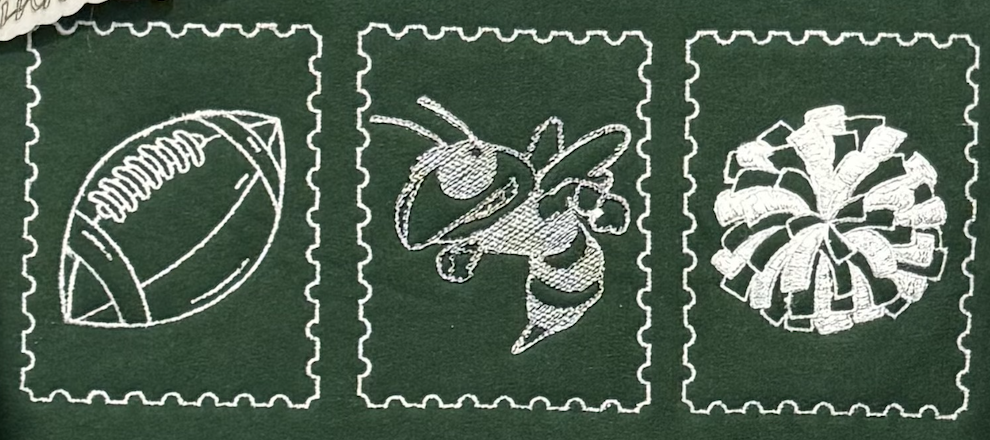 Central Montcalm Hornets Postage Stamp Sweatshirt-Embroidered