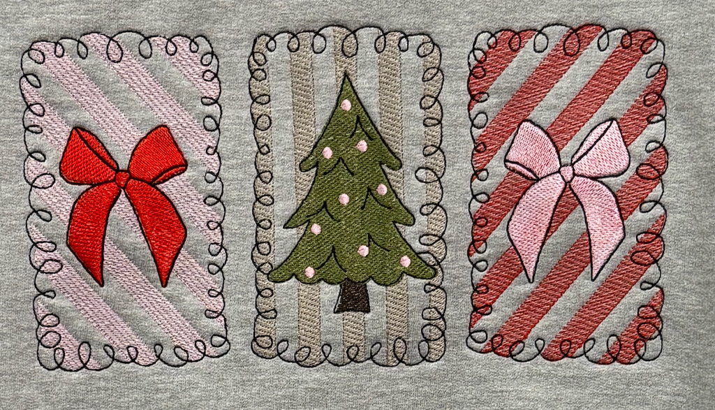 Christmas Postage Stamp Crewneck Sweatshirt-Embroidered