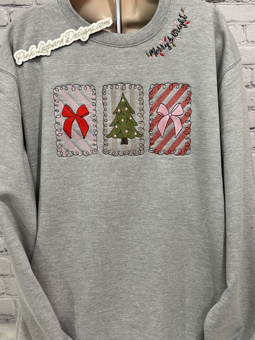 Christmas Postage Stamp Crewneck Sweatshirt-Embroidered