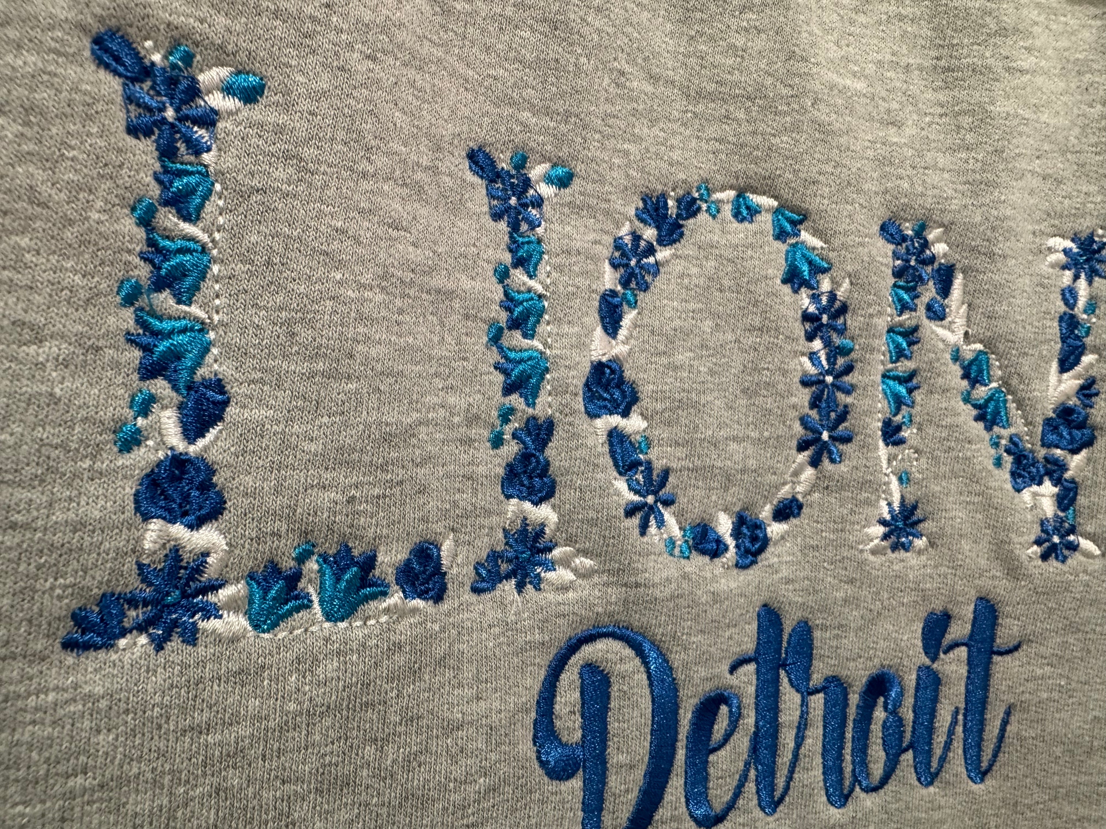 Lions Flannel Letter Motif Hooded Sweatshirt-Embroidered