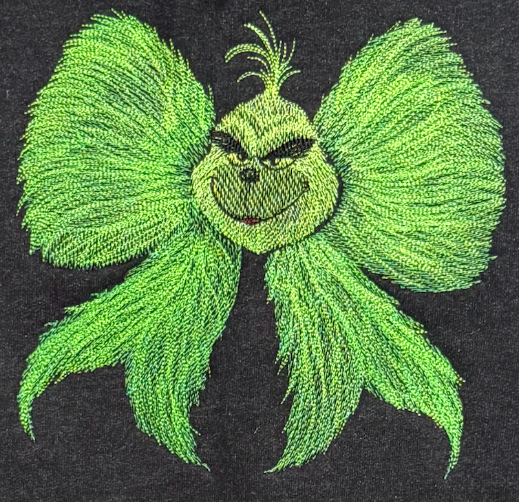 Grinch Bow Hooded Sweatshirt-Embroidered