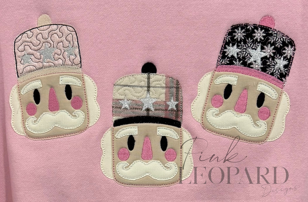 Pink Nutcracker Appliqued Flannel Hooded Sweatshirt-Embroidered