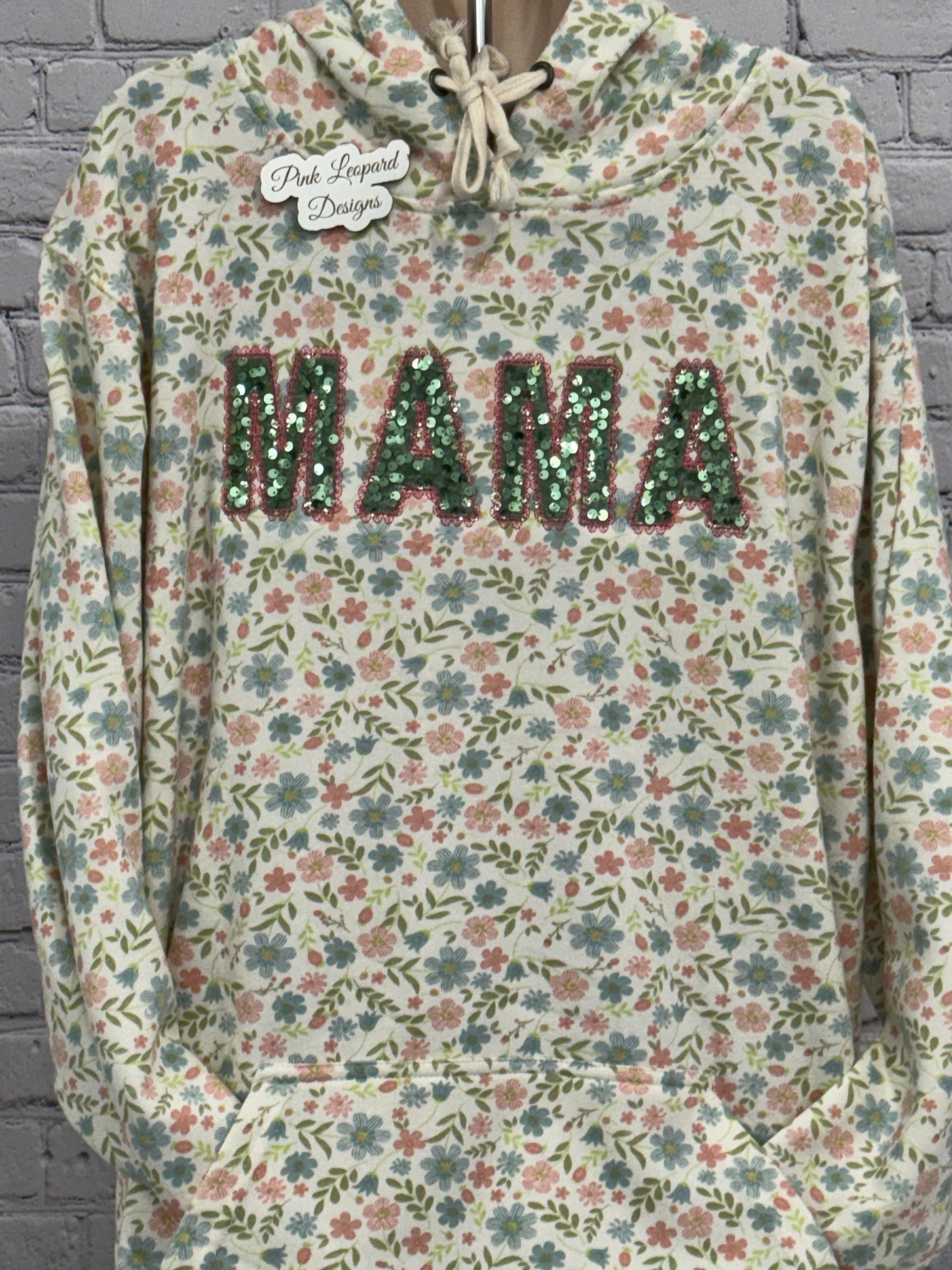Floral Embroidered Lace Name with Sequins