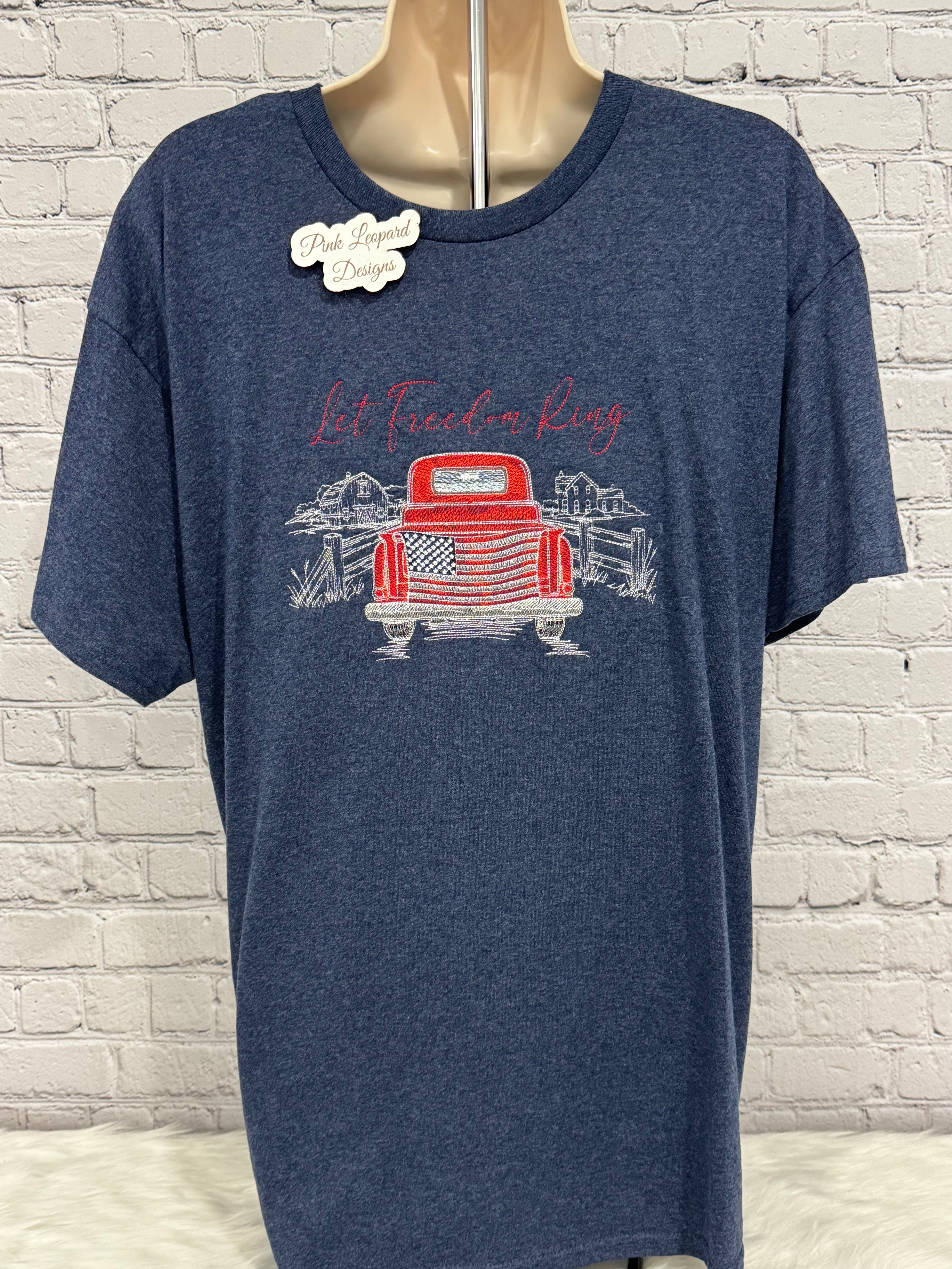 Let Freedom Righ Truck Americana Tshirt-Embroidered