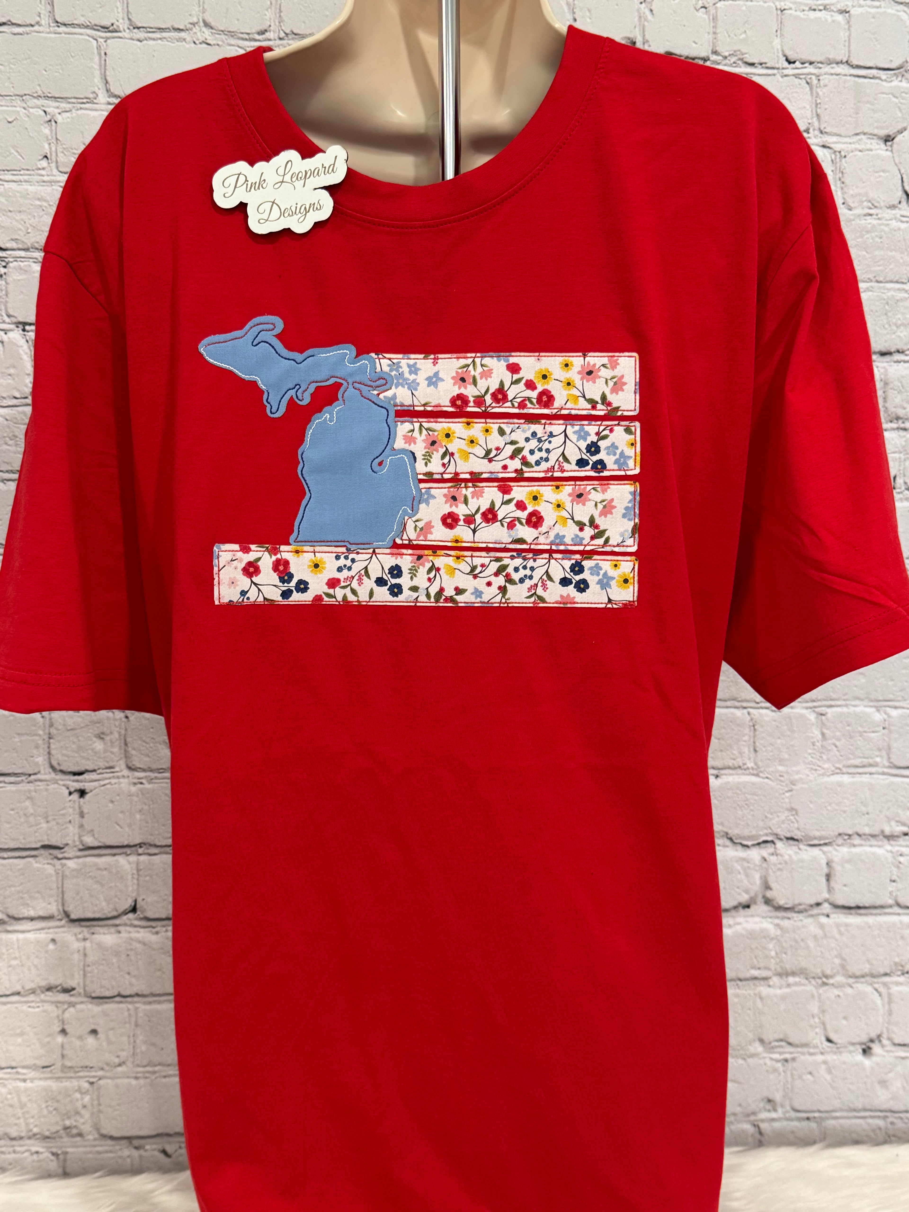 Michigan Flag Tshirt-Embroidered