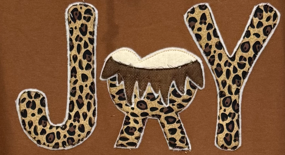 Joy Leopard Print Hooded Sweatshirt-Embroidered