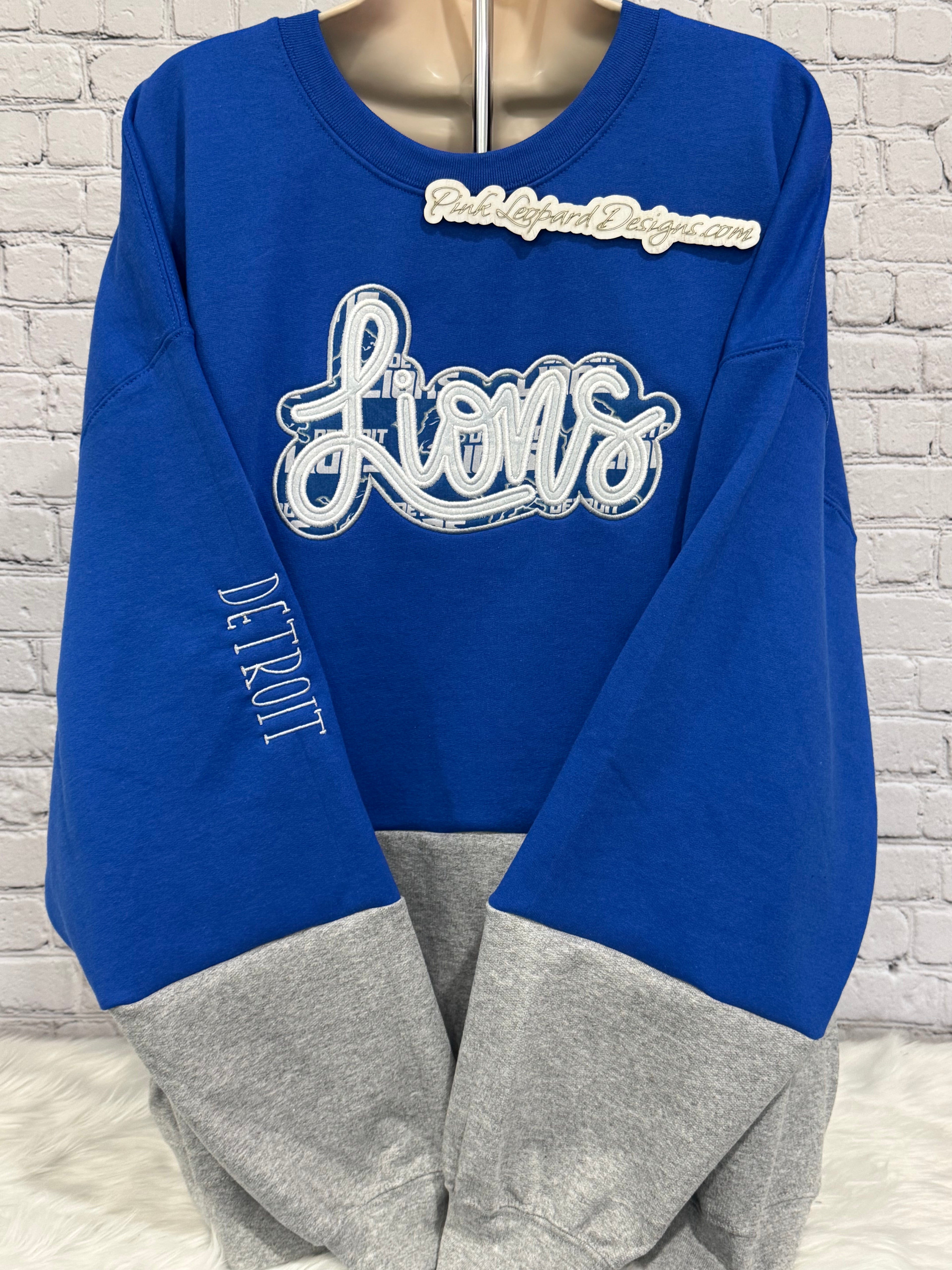 Lions Bling Lettering Crewneck Sweatshirt-Embroidered