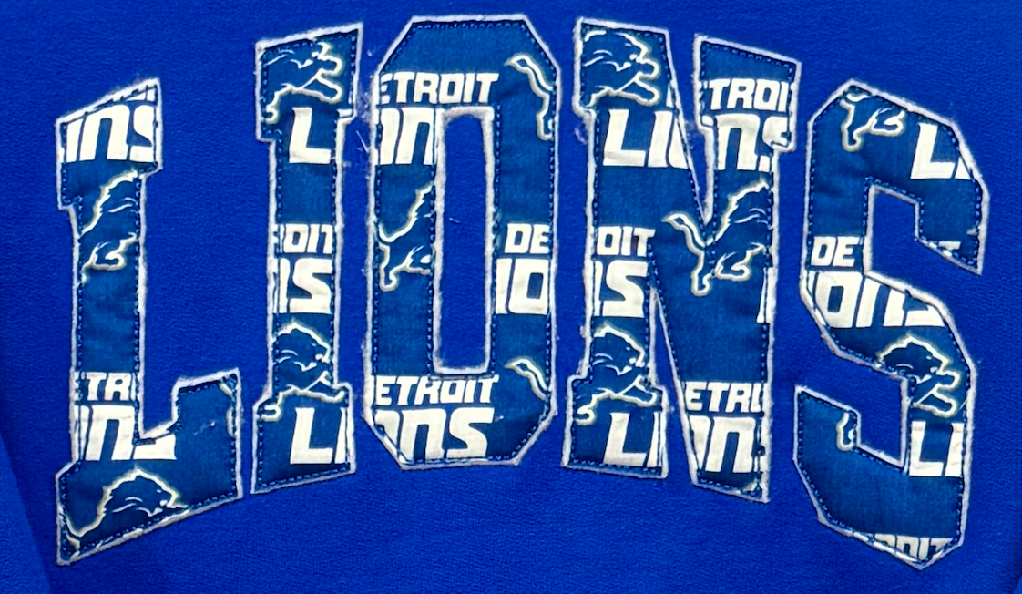 Lions Fabric Lettering Crewneck Sweatshirt-Embroidered