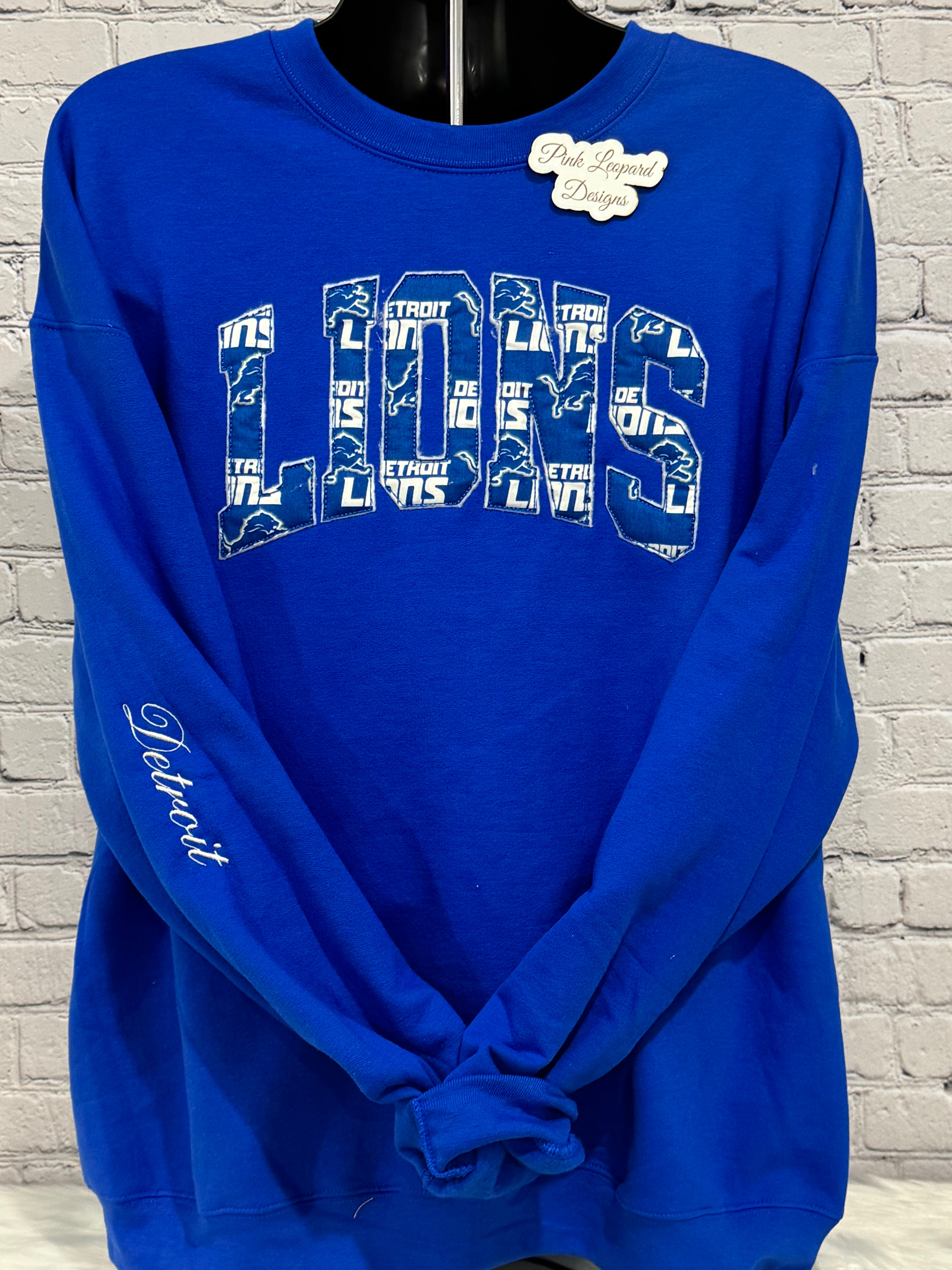 Lions Fabric Lettering Crewneck Sweatshirt-Embroidered