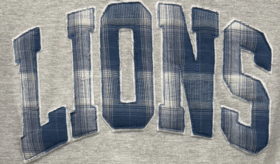 Lions Flannel Lettering Crewneck Sweatshirt-Embroidered