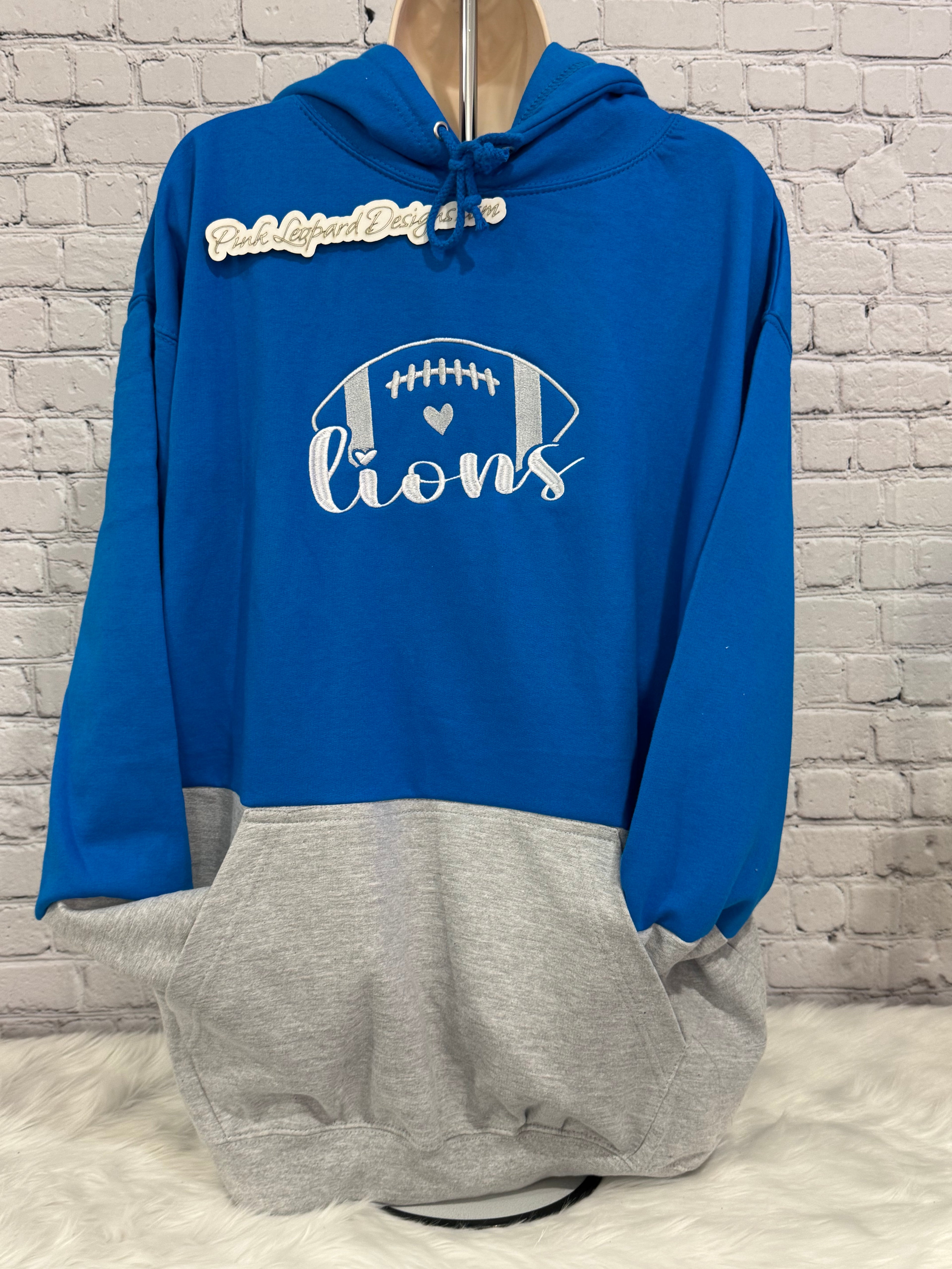 Lions Football Hooded Sweatshirt-Embroidered