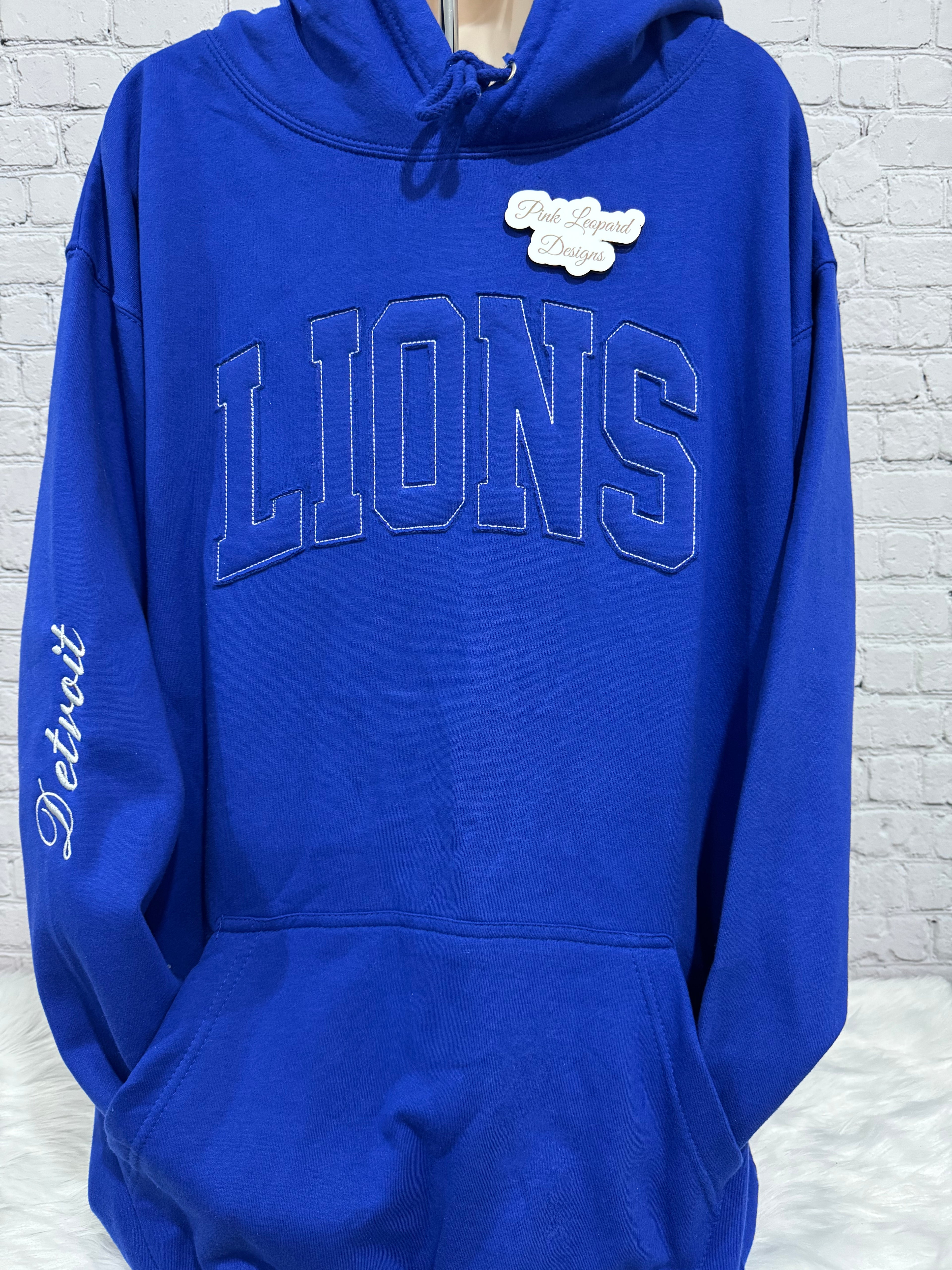 Lions Tone on Tone Hooded Sweatshirt-Embroidered