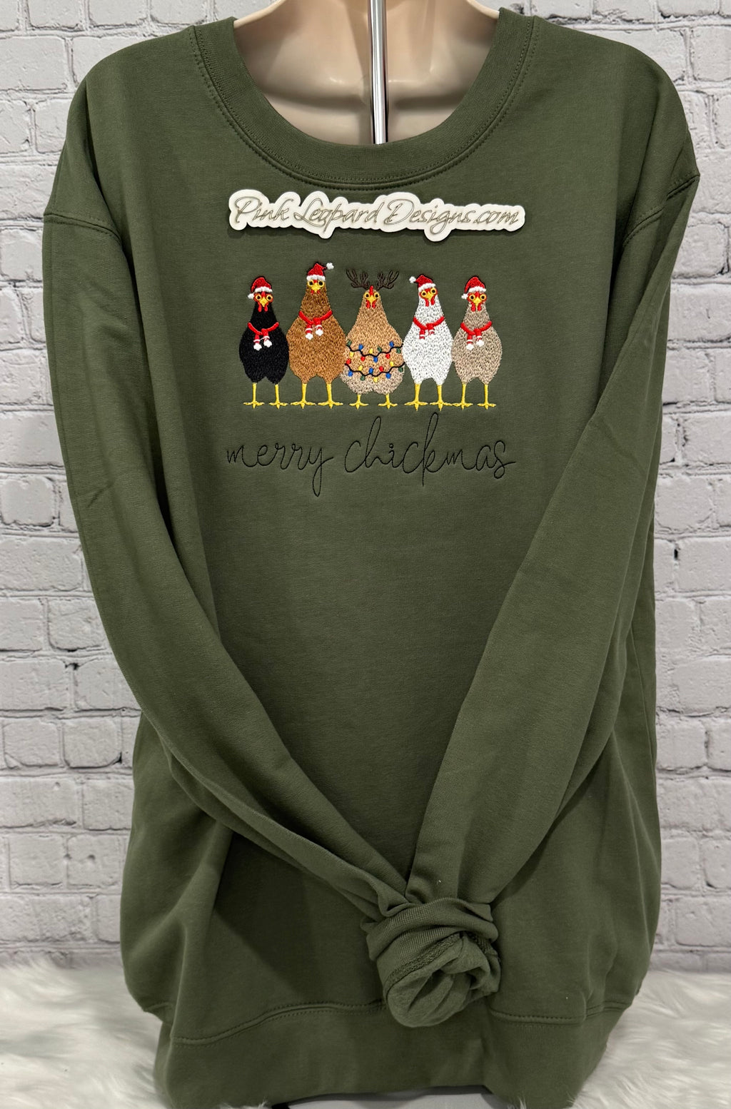 Merry Chickmas Crewneck Sweatshirt-Embroidered