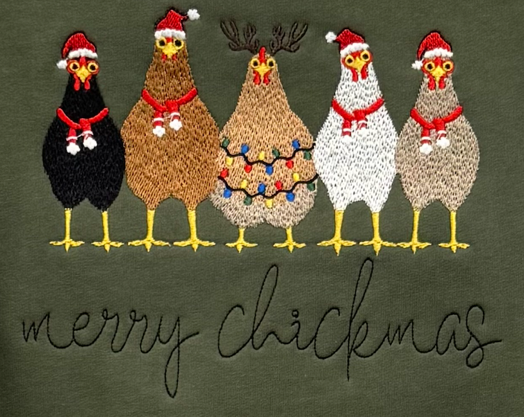 Merry Chickmas Crewneck Sweatshirt-Embroidered