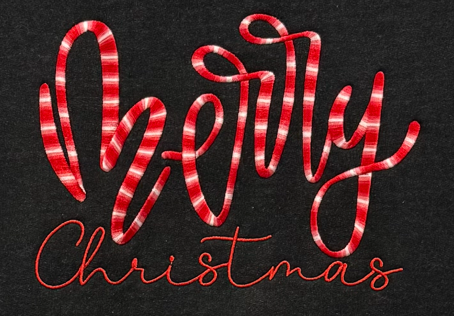 Merry Christmas Candy Cane Thread Crewneck Sweatshirt-Embroidered