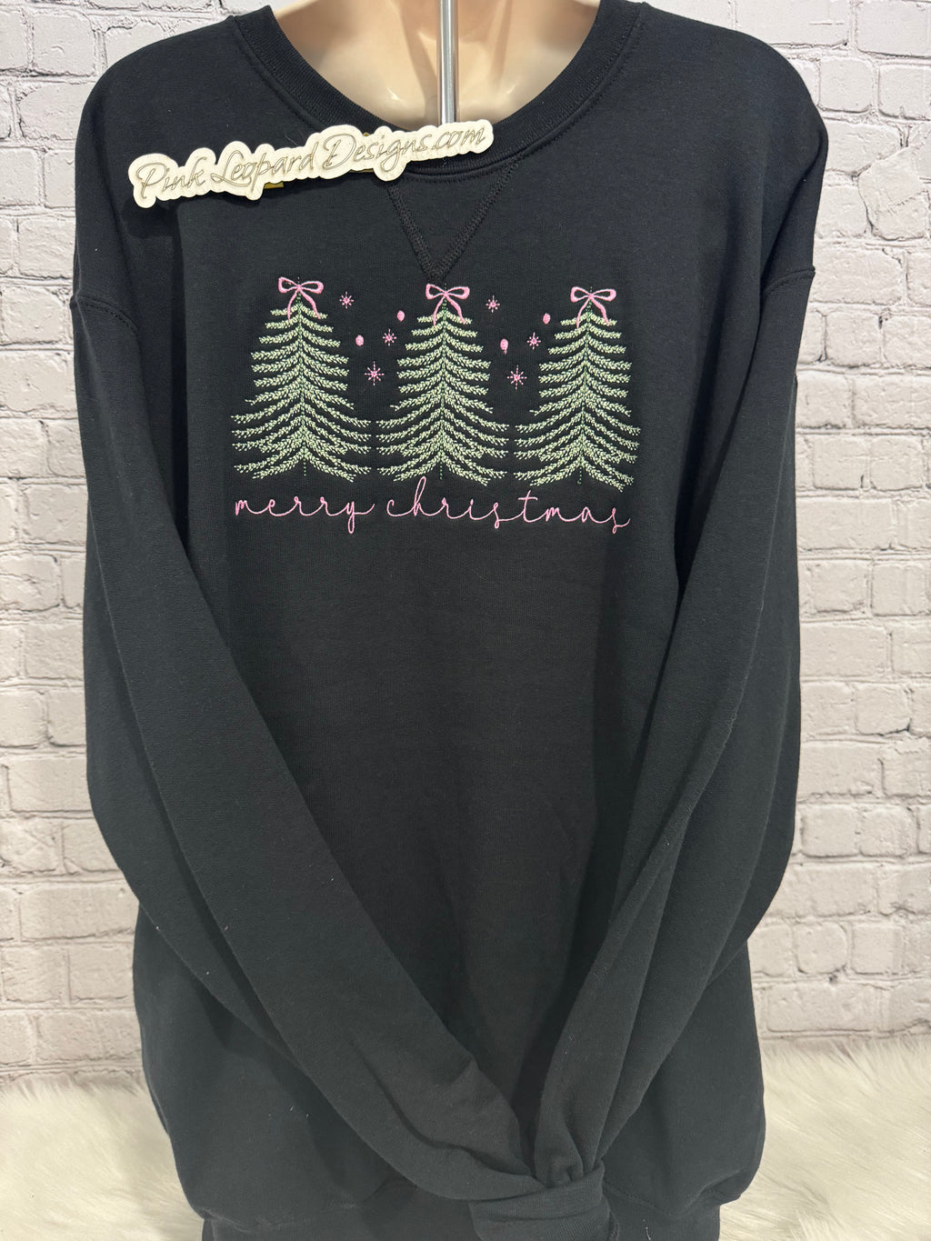 Merry Christmas Trees Crewneck Sweatshirt-Embroidered