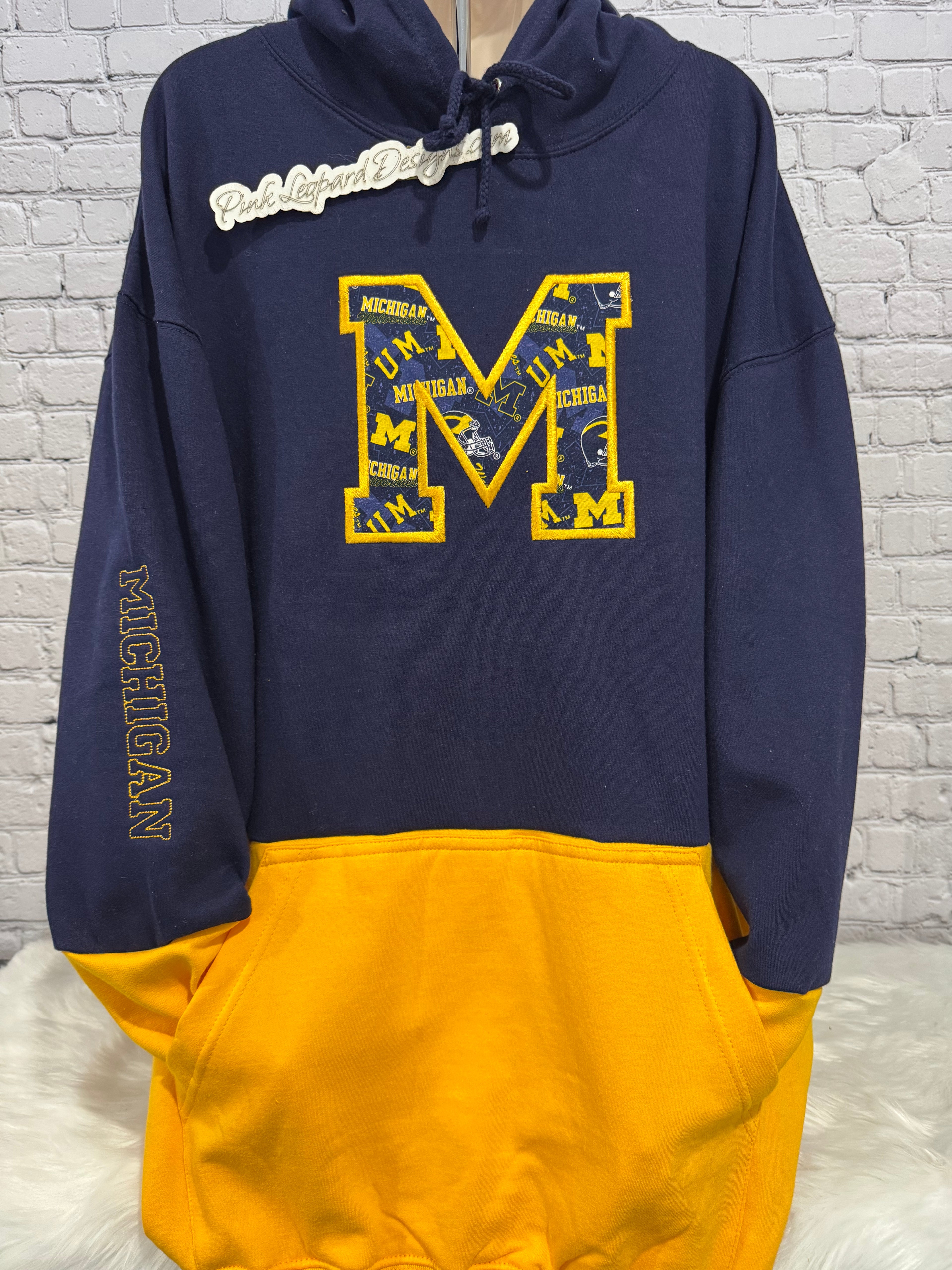 Michigan Fabric Appliqued Sweatshirt-Embroidered