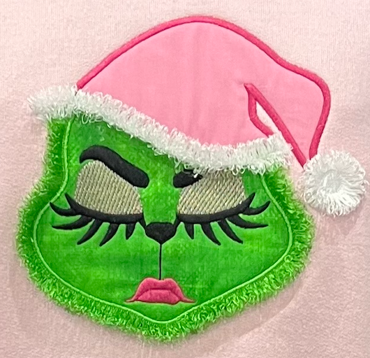 Girl Grinch Fringe Appliqued Hooded Sweatshirt-Embroidered