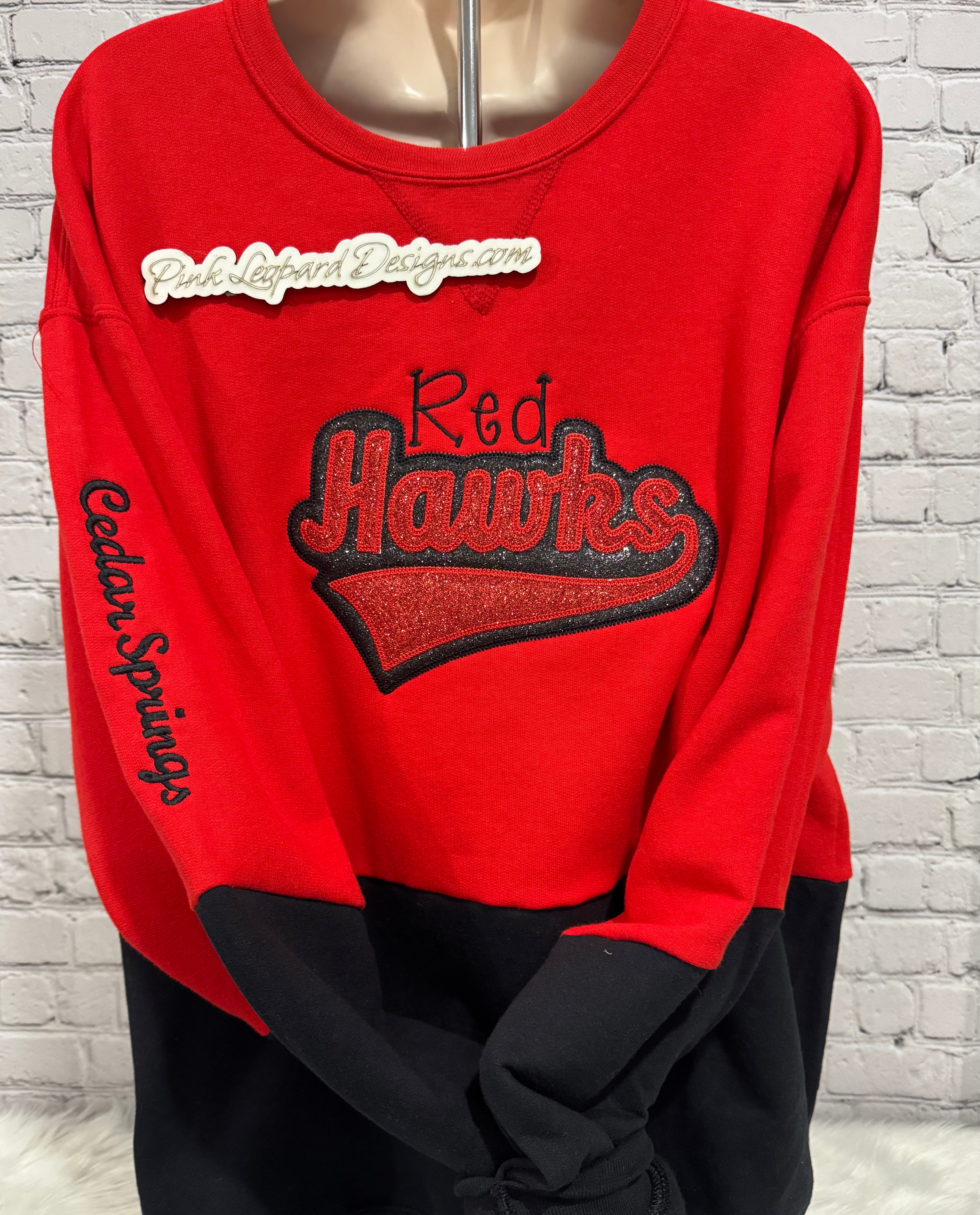 Cedar Springs Red Hawks bling-Embroidered