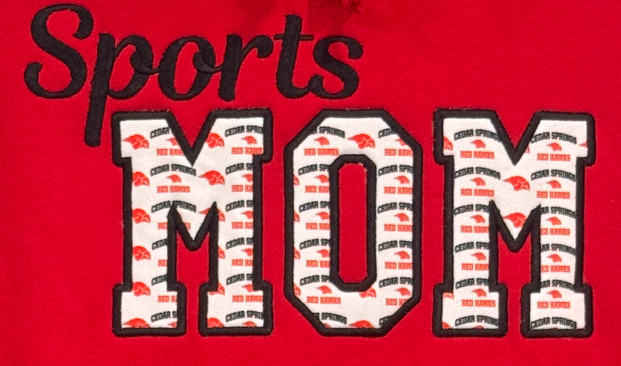 Cedar Springs Red Hawks sports MOM Sweatshirt-Embroidered