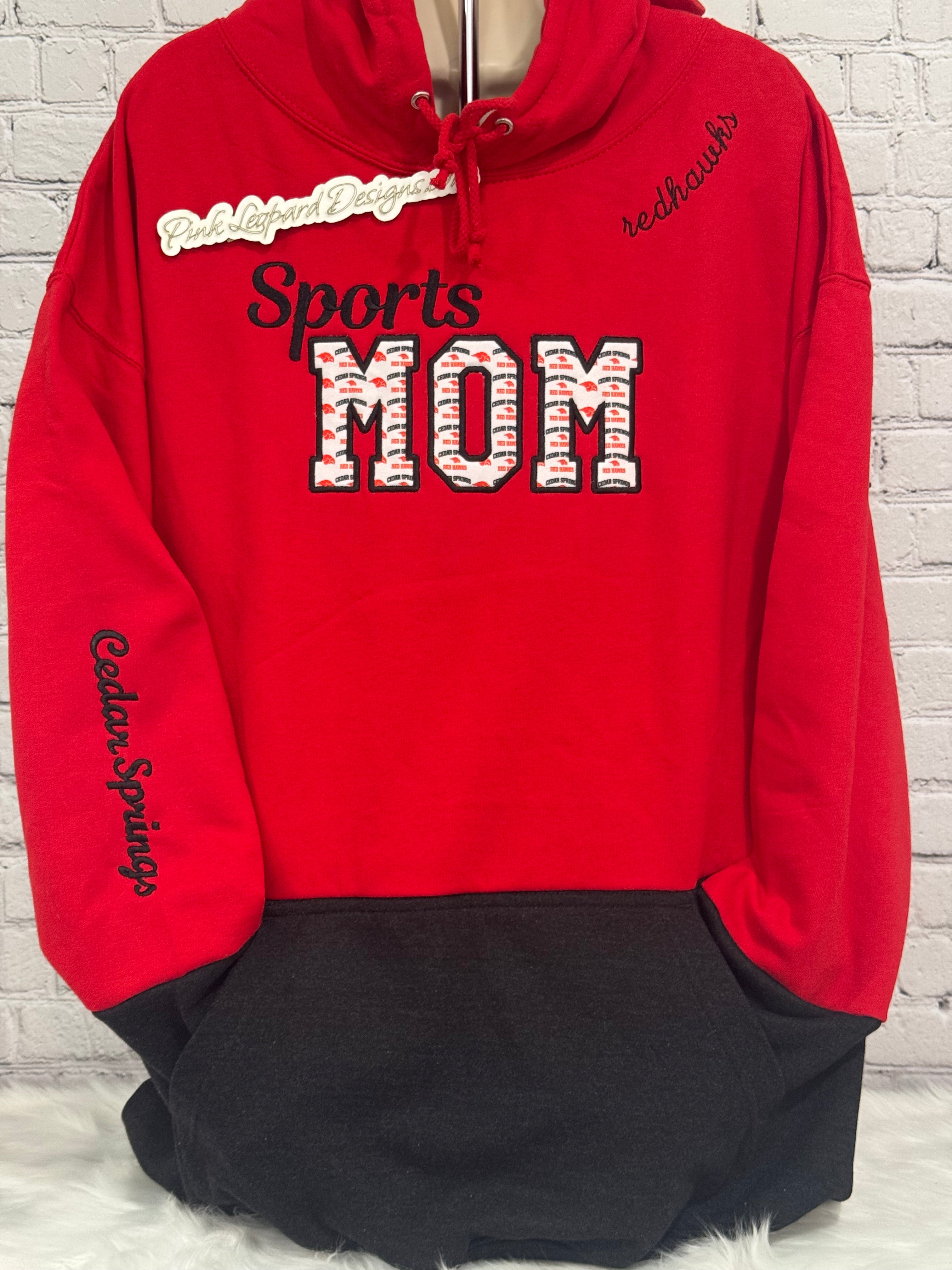 Cedar Springs Red Hawks sports MOM Sweatshirt-Embroidered