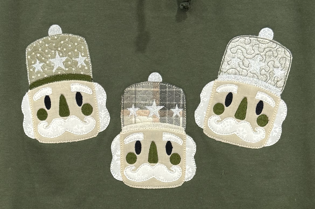 Sage Green Nutcracker Appliqued Flannel Hooded Sweatshirt-Embroidered