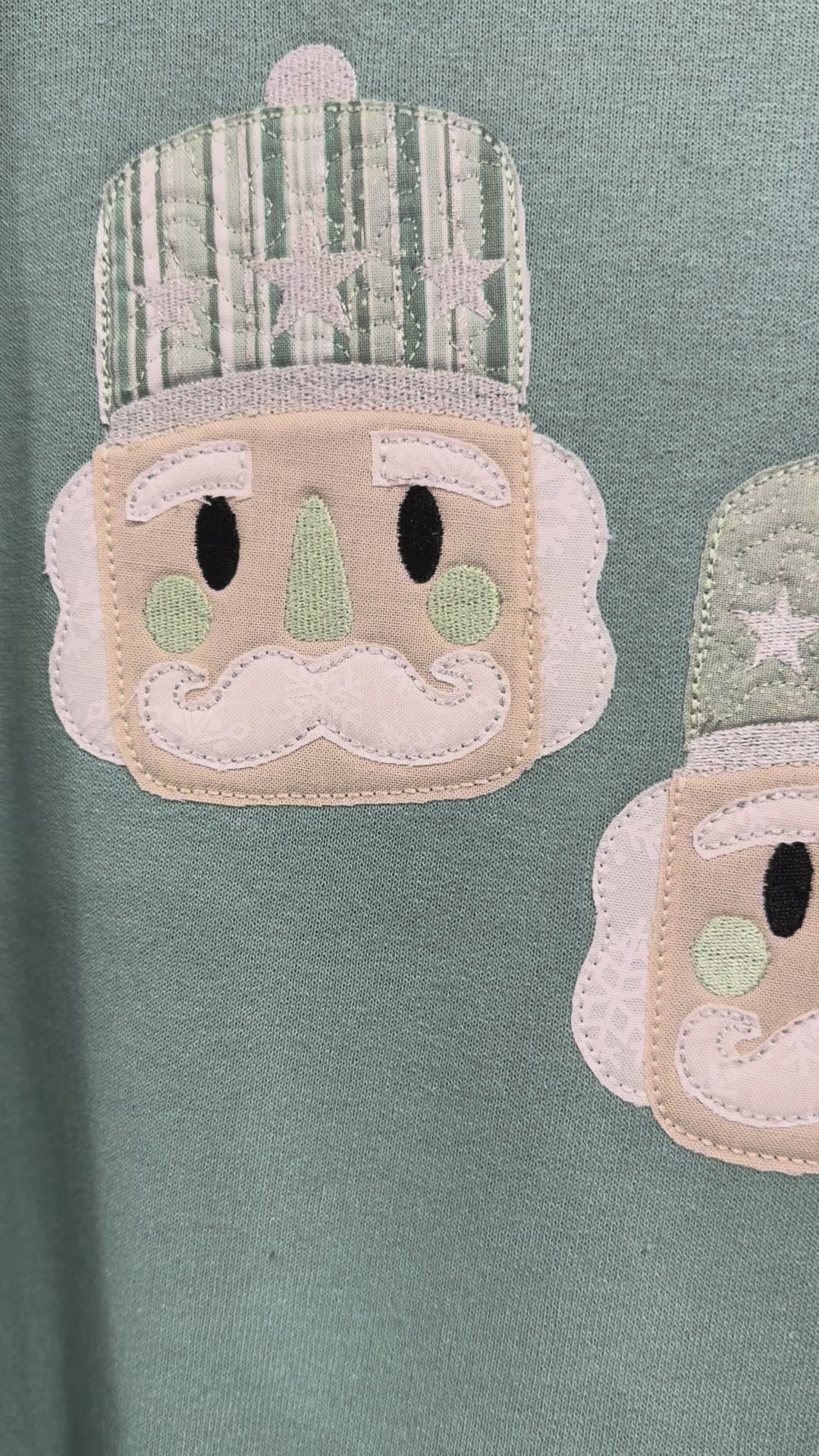 Pale Teal Nutcracker Appliqued Hooded Sweatshirt-Embroidered