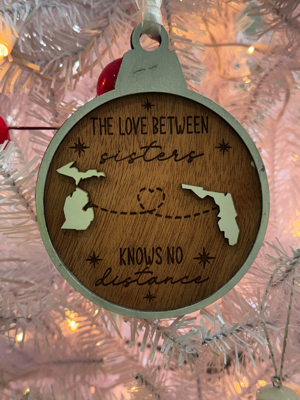 Custom Love Between States Ornament-